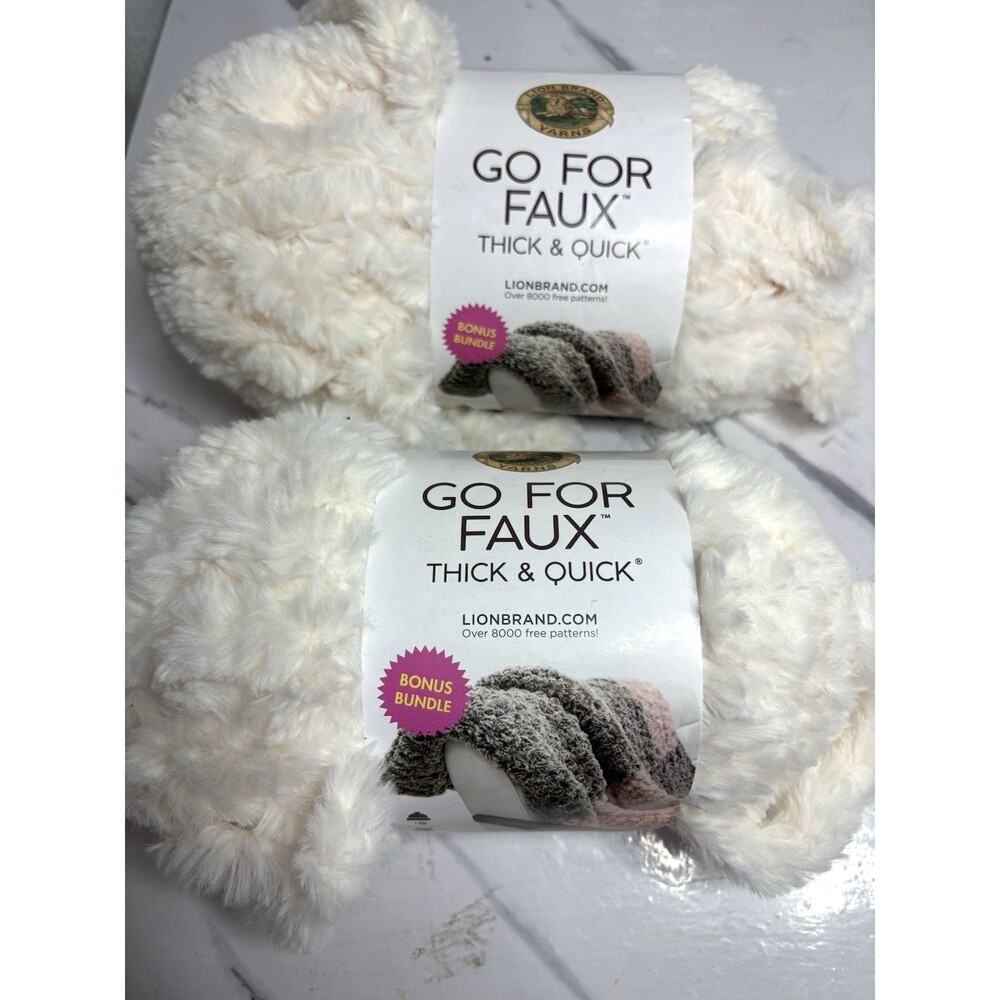 Lion Brand Yarn Go for Faux #098 “Baked Alaska” 2  Skeins each 10.5 Oz  59 Yds